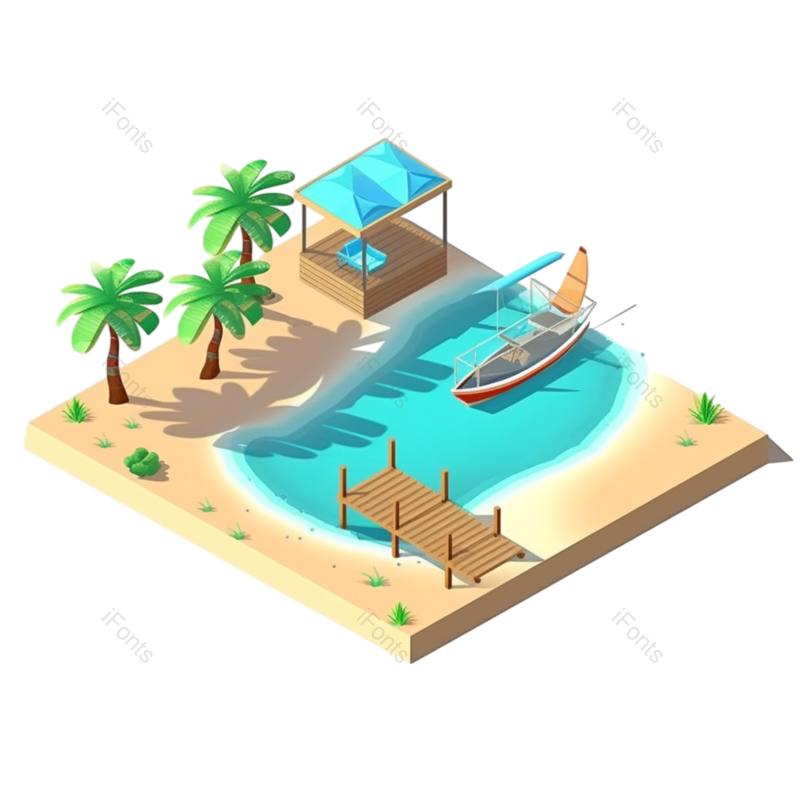 户外图片,夏天元素,插画PNG,蓝色免抠素材